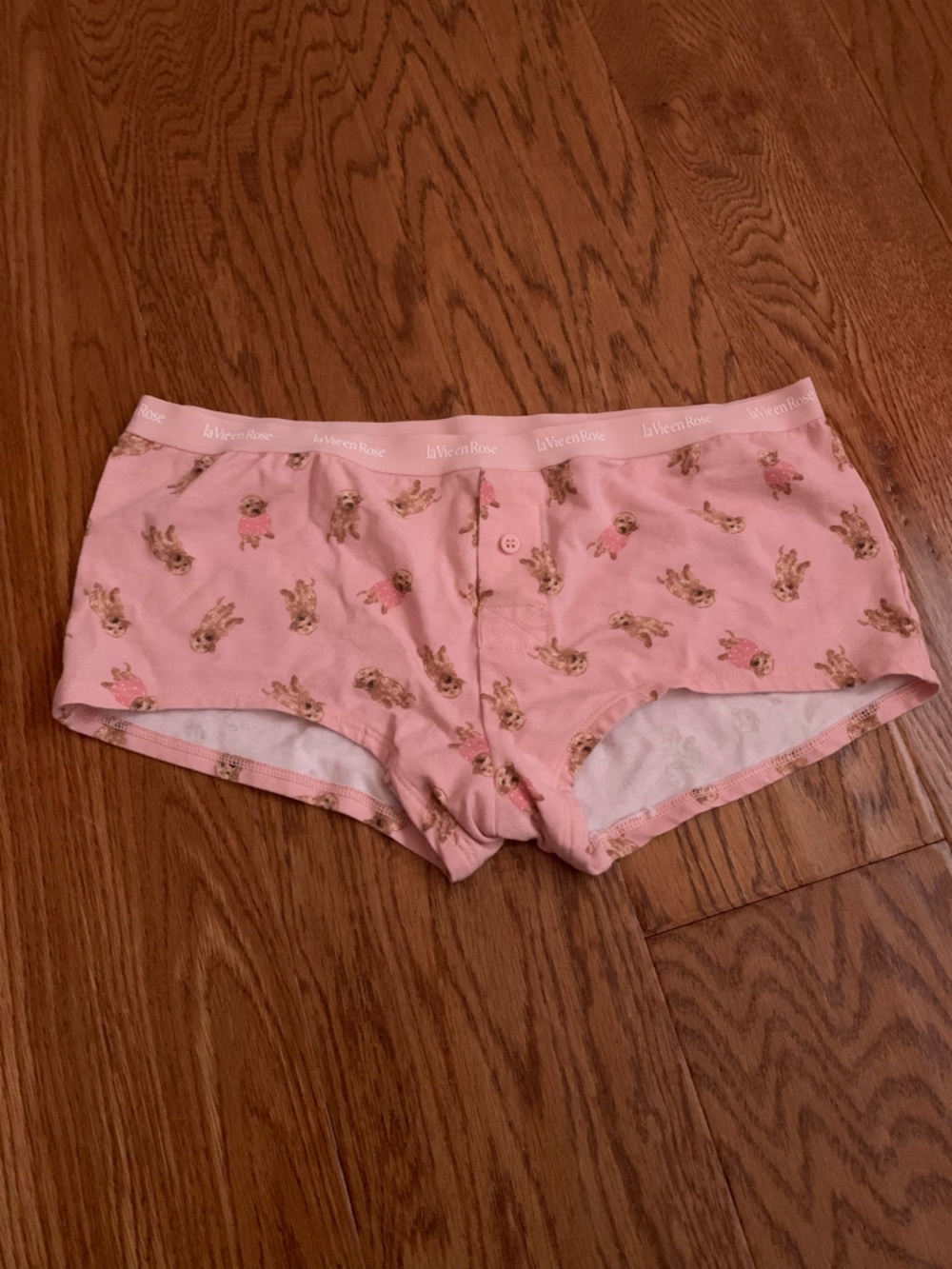 La Vie En Rose Pink Puppy Print Boxers